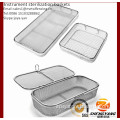 Eco-friendly stainless steel surgical trays with drop handle mesh sterile trays with lid small instrument sterilization baskets